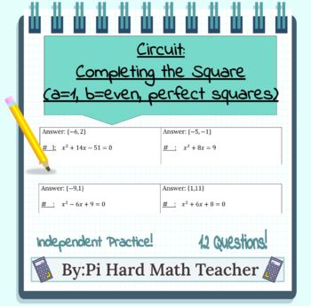Preview of Circuit:  Completing the Square (a=1, b=even, perfect squares)