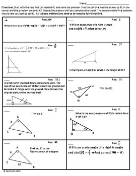 Preview of Circuit Right Triangle SOHCAHTOA and special right triangles. SAT / ACT practice