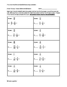 Preview of Circuit Training - Addition & Subtraction of Fractions Review