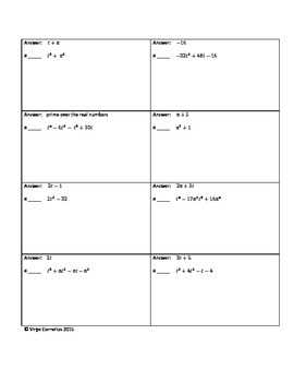 pre calculus factoring worksheet