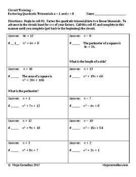 Factoring Quadratic Trinomials Worksheet - Promotiontablecovers