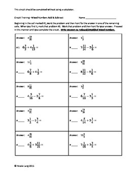 Preview of Circuit Training - Mixed Numbers Additon & Subtraction Review