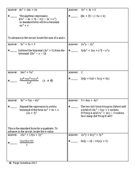 Circuit Training - Operations with Polynomials (algebra) | TPT