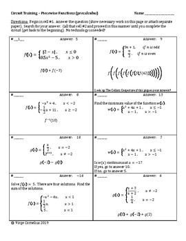 Preview of Circuit Training - Piecewise Functions (precalculus)