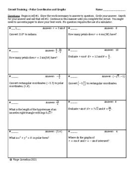 Preview of Circuit Training -- Polar coordinates, equations and graphs (precalculus)