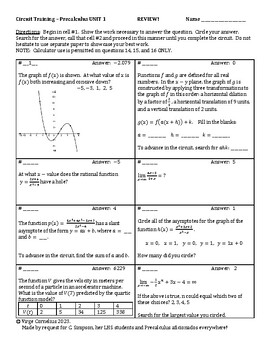 Preview of Circuit Training -- Precalculus Unit 1 REVIEW
