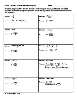 chain rule product rule quotient rule worksheet