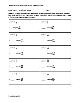 Preview of Circuit Training - Simplifying Fractions