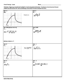 Preview of Circuit Training for Limits - Analytic, Graphic and Tabular