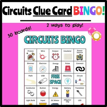 Preview of Circuits Clue Card Bingo!
