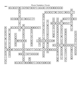 Circuits Crossword Puzzle by DocBee Enterprises TPT