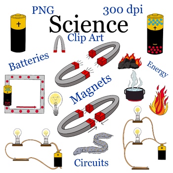 Preview of Science clipart, energy, magnets, circuits, power source