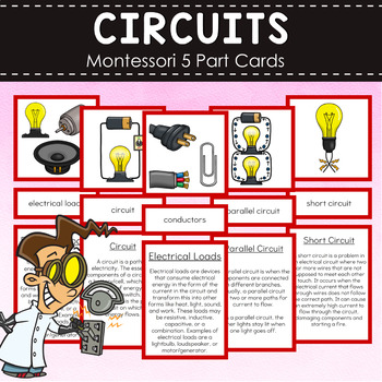 Preview of Circuits  Montessori Cards - Parallel Series Circuits, Conductors, Insulators