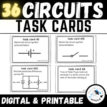 Preview of Electricity & Circuits Task Cards - Circuit Analysis, Symbols & Word Problems