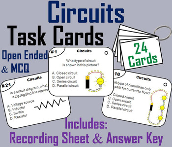 Preview of Electric Circuits Task Cards Activity (Electricity Unit)