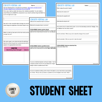 Circuits Virtual Lab by Laney Lee | TPT