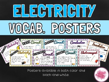 Preview of Circuits and Electricity Vocabulary Posters