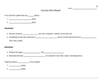 Preview of Circular Flow Chart NOTE SHEET