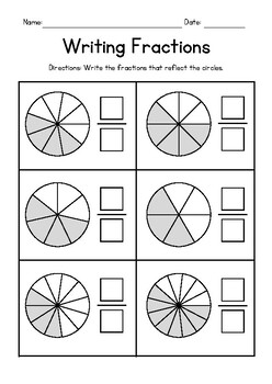 Circular Fractions - Reading & Writing & Activities Freebie 