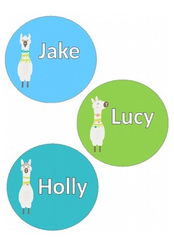 Preview of Circular Llama Name Labels (EDITABLE)