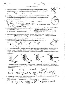 Preview of Circular Motion Review (ANSWER KEY)