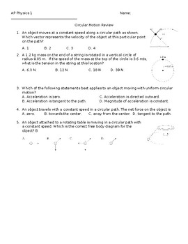 Preview of Circular Motion Review - AP Physics