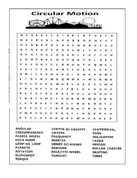 Preview of Circular Motion Word Search or Wordsearch
