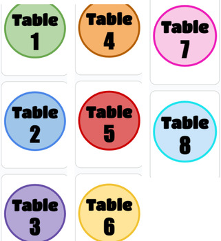 Preview of Circular Table Number Signs (Editable)