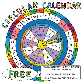 Preview of Multisensory perpetual calendar for a Year and Circular Month calendar for 2024