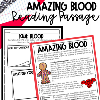 Preview of Circulatory Blood Inherited Trait Informational Text Comprehension Activities
