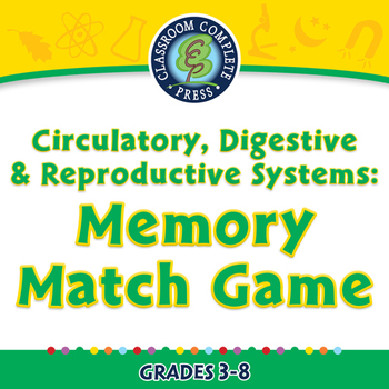 Preview of Circulatory, Digestive & Reproductive Systems: Memory Match Game-NOTEBOOK Gr.3-8