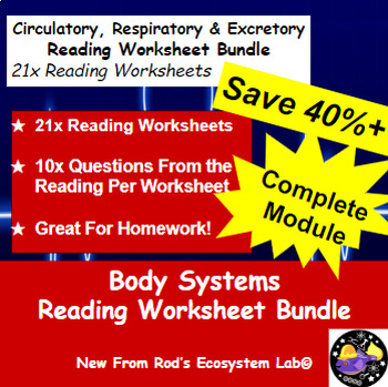 Preview of Circulatory, Respiratory & Excretory System Reading Worksheet Bundle *Editable*