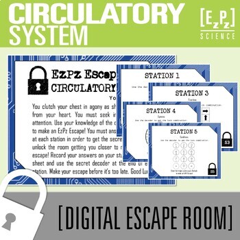 Preview of Circulatory System Escape Room Activity | Science Review Game