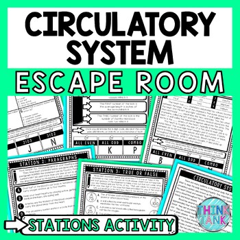 Preview of Circulatory System Escape Room Stations - Reading Comprehension Activity