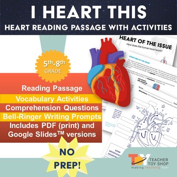 Preview of Human Heart Circulatory System Reading Passage and Activities