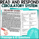 Circulatory System Reading Passage Comprehension & Quiz | 
