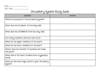 Preview of Circulatory System Study Guide & Test