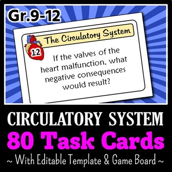 Preview of Circulatory System - Task Cards with Game Board {Editable Template}