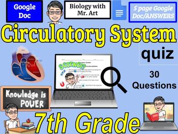 Preview of Circulatory System quiz- 7th Grade - 30 True/False Questions with Answer