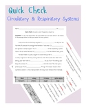 Circulatory and Respiratory Systems Quick Check