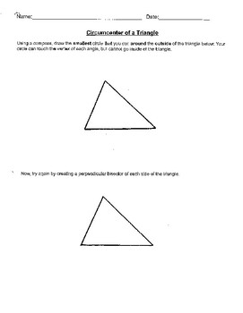 Preview of Circumcenter of Triangle - Quick Exploratory Activity