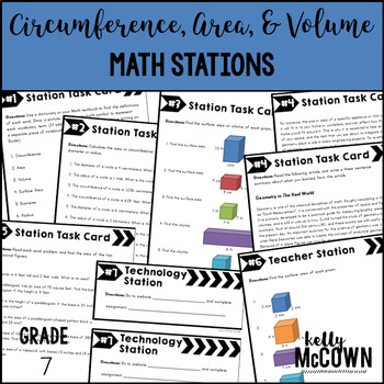Preview of Circumference, Area, and Volume Math Stations