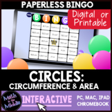 Circumference & Area of Circles Digital Bingo Game - Dista