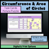 Circumference & Area of Circles Task Card Picture Scramble Puzzle