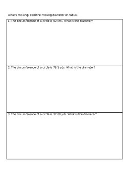 Preview of Circumference: Finding Radius and Diameter