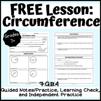 Preview of Circumference Lesson: Notes, Practice, Learning Check