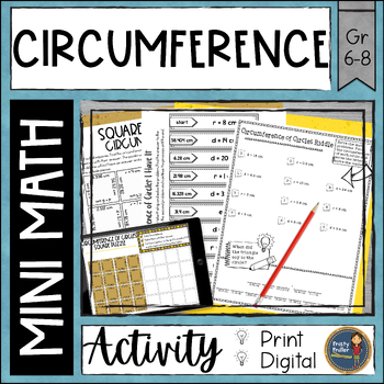 Preview of Circumference Math Activities Pi Day Middle School - No Prep - Print and Digital