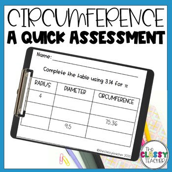 Preview of Circumference Quick Assessment