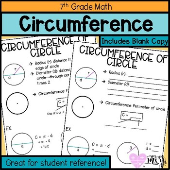 Preview of Circumference and Area of Circle Anchor Chart for Distance Learning