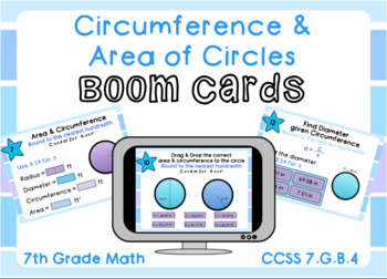Preview of Circumference and Area of Circles Boom Cards-Digital Task Cards